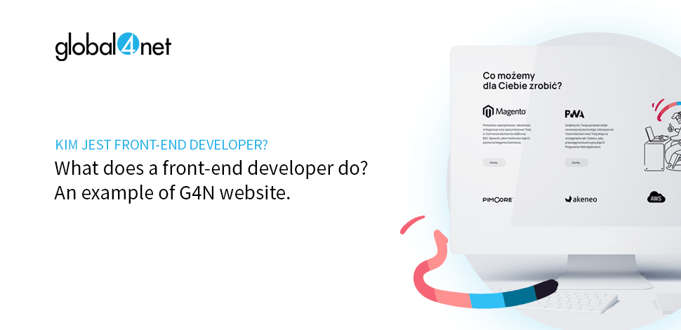 what does a front-end developer do? An example of G4N website" next to a template of the website